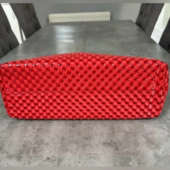 Rare Vivienne Westwood Red Quilted Patent Leather Tote with Bamboo Handles! - Picture 11 of 17